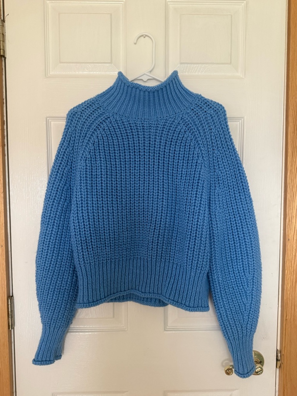 H&M Blue Ribbed Mock-Neck Women's Sweater